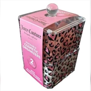 Stackable Cosmetic Organizers - Pink and Black Leopard Print